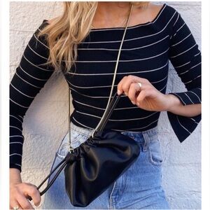 Jules Kae Small Brea Bag - Black Vegan Leather with Removable Gold Chain Strap